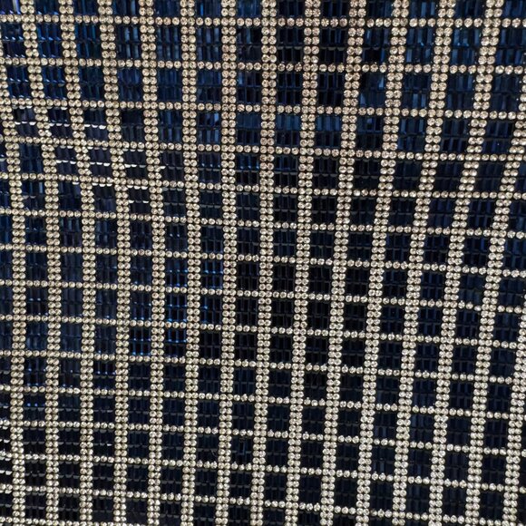 Nina Sandia Blue & Diamond Crystal Embellished Evening Bag w/Silver Rings Handle - Picture 2 of 16